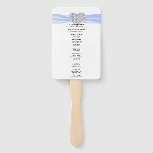 Blue Diamond Heart Trouwprogramma Handwaaier (Achterkant)
