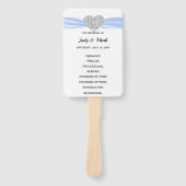 Blue Diamond Heart Trouwprogramma Handwaaier (Voorkant)