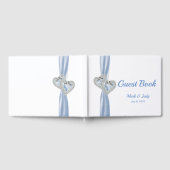 Blue Diamond Hearts Bruiloft Gastenboek (Volledig)