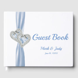 Blue Diamond Hearts Bruiloft Gastenboek