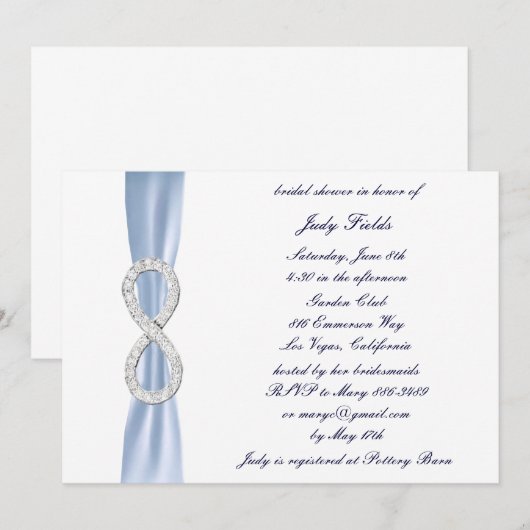 Blue Diamond Infinity Bruids Douche Uitnodiging (Voorkant / Achterkant)