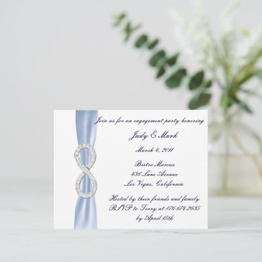 Blue Diamond Infinity Engagement Party Uitnodiging (Staand voorkant)