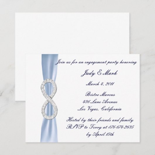 Blue Diamond Infinity Engagement Party Uitnodiging (Voorkant / Achterkant)