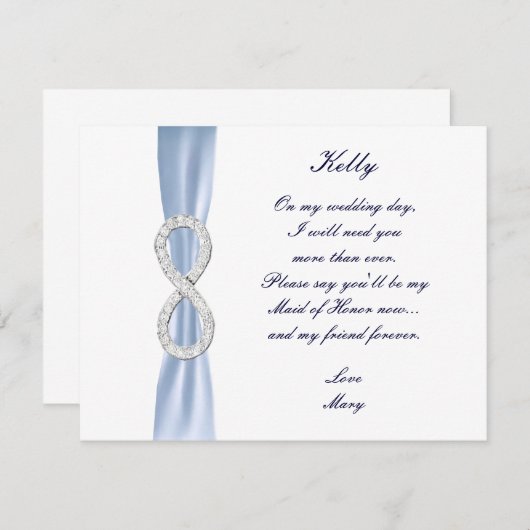 Blue Diamond Infinity Wedding Maid of Honor Kaart (Voorkant / Achterkant)