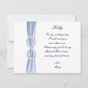 Blue Diamond Infinity Wedding Maid of Honor Kaart