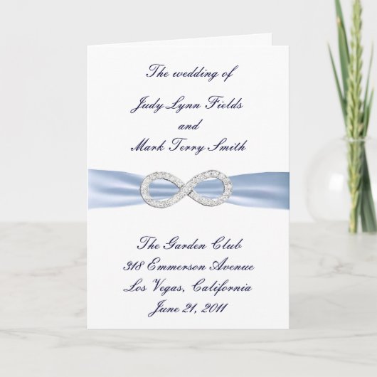 Blue Diamond Infinity Wedding Program Kaart (Voorkant)