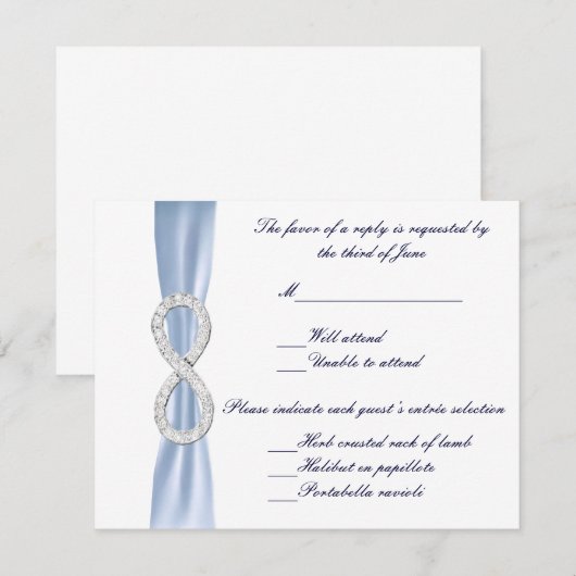 Blue Diamond Infinity Wedding Response Kaart (Voorkant / Achterkant)