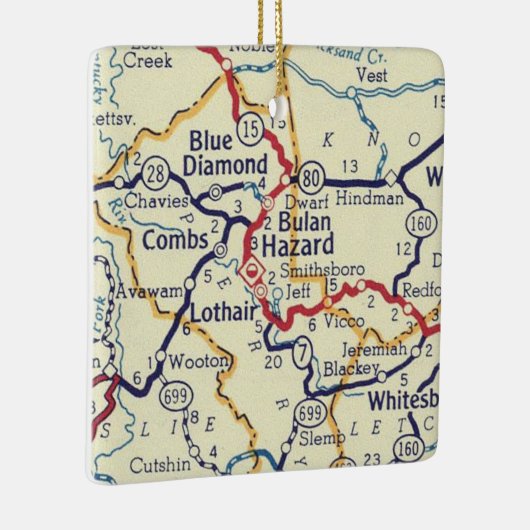 Blue Diamond KY  Map Keramisch Ornament (Rechts)