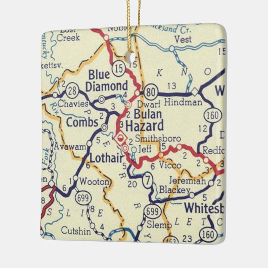 Blue Diamond KY  Map Keramisch Ornament (Links)