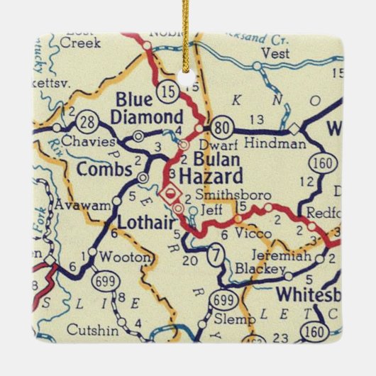 Blue Diamond KY  Map Keramisch Ornament (Achterkant)