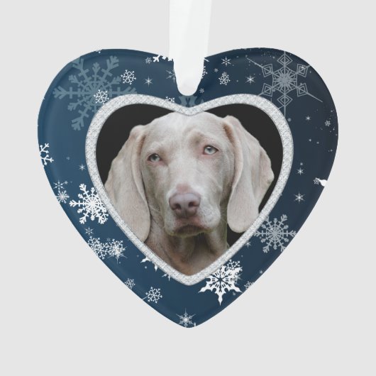 Blue Diamond Lijst Snowflake Pet Memorial Ornament (achterkant)