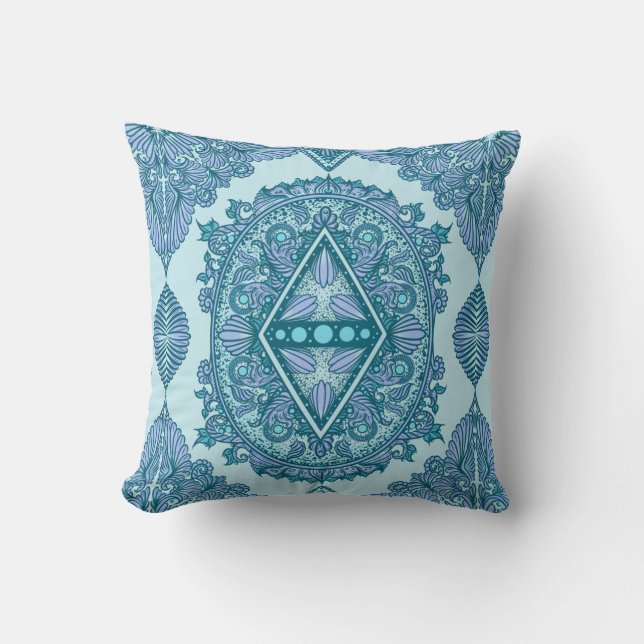 Blue Diamond Mandala Kussen (Voorkant)