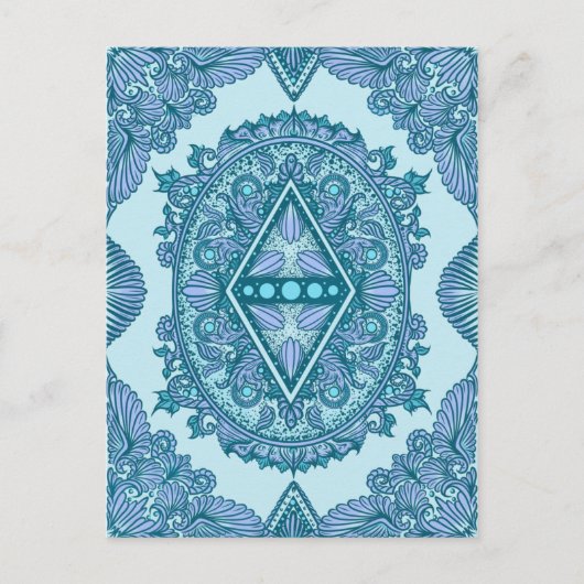 Blue Diamond Mandala | turquoise en lavendel Briefkaart (Voorkant)