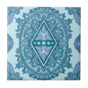 Blue Diamond Mandala turquoise en lavendel Tegeltje