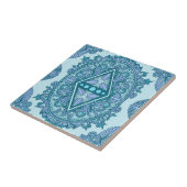 Blue Diamond Mandala | turquoise en lavendel Tegeltje (Zijkant)