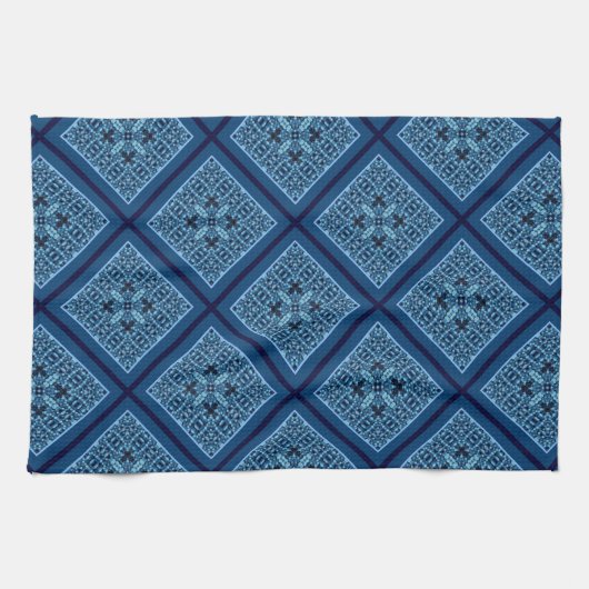 Blue Diamond met Mosaic Pattern Kitchen Towel Theedoek (Horizontaal)