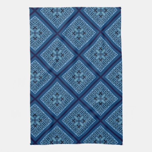 Blue Diamond met Mosaic Pattern Kitchen Towel Theedoek (Verticaal)