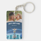 Blue Diamond Metallic King Chess Vaderdag Sleutelhanger (achterkant)