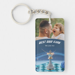 Blue Diamond Metallic King Chess Vaderdag Sleutelhanger