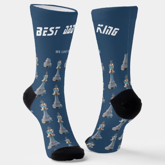 Blue Diamond Metallic King Chess Vaderdag Sokken (Gebogen)