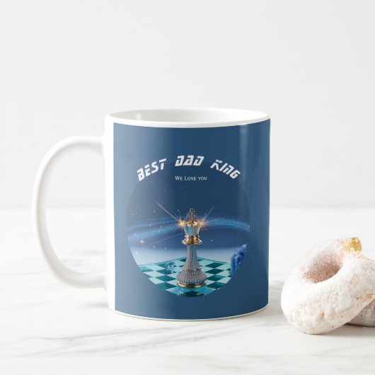 Blue Diamond Metallic King Schaak Vaderdag  Koffiemok (Met donut)
