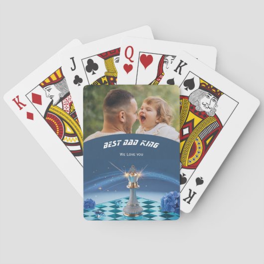 Blue Diamond Metallic King Schaak Vaderdag Pokerkaarten (Achterkant)