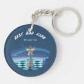 Blue Diamond Metallic King Schaak Vaderdag Sleutelhanger (Achterkant)