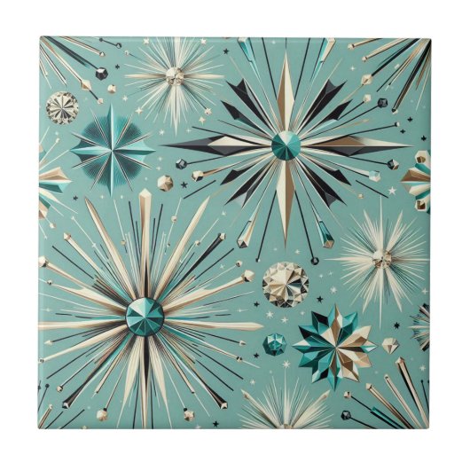 Blue Diamond Mid Century Modern  Tegeltje (Voorkant)