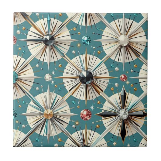 Blue Diamond Mid Century Modern  Tegeltje (Voorkant)