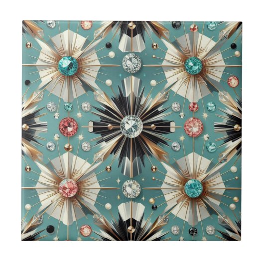 Blue Diamond Mid Century Modern Tegeltje (Voorkant)
