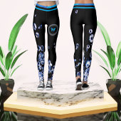 Blue Diamond Modern Trendy Mode Zwart Chic Leggings