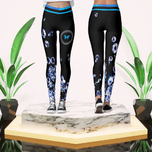 Blue Diamond Modern Trendy Mode Zwart Chic Leggings