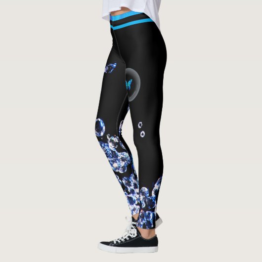 Blue Diamond Modern Trendy Mode Zwart Chic Leggings (Links)