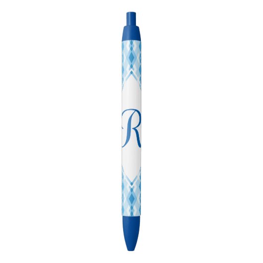 Blue Diamond Monogram Zwarte Inkt Pen (Voorkant Verticaal)