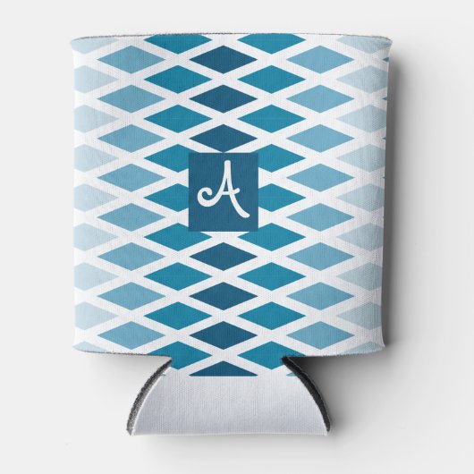 Blue Diamond Ombre Monogram Blikjeskoeler (Voorkant)