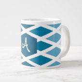 Blue Diamond Ombre Monogram Grote Koffiekop (Voorkant rechts)