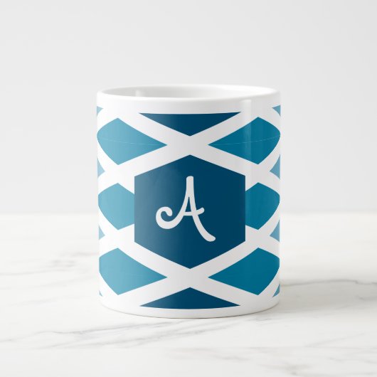 Blue Diamond Ombre Monogram Grote Koffiekop (Voorkant)