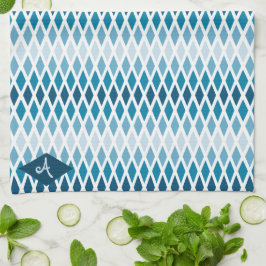 Blue Diamond Ombre Monogram Theedoek