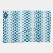 Blue Diamond Ombre Monogram Theedoek (Horizontaal)