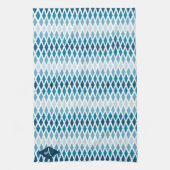 Blue Diamond Ombre Monogram Theedoek (Verticaal)