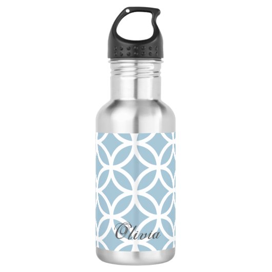 Blue Diamond Pattern - Aangepast Waterfles (Voorkant)