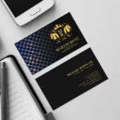 Blue Diamond Pattern Angel Crest | Luxurisch zwart Visitekaartje