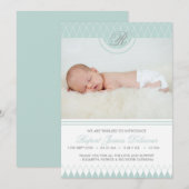 Blue Diamond Pattern Foto geboorteaankondiging Aankondiging (Voorkant / Achterkant)