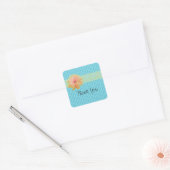 Blue Diamond Pattern met Daisy Accent Vierkante Sticker (Envelop)