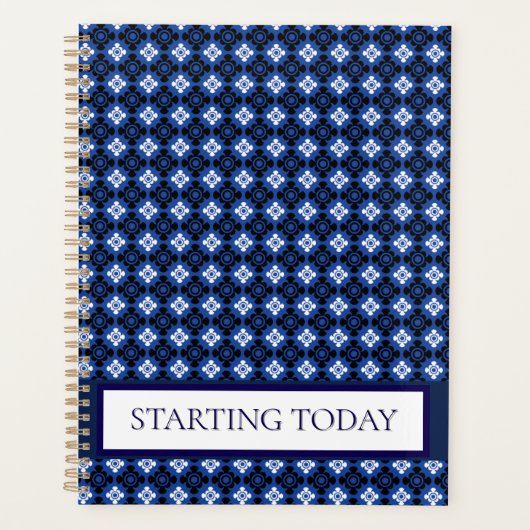 Blue Diamond Pattern Professionele Planner (Voorkant)