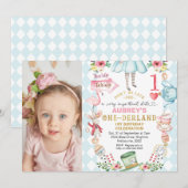 Blue Diamond Photo Alice One-derland 1st Birthday Kaart (Voorkant / Achterkant)