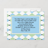 Blue Diamond Plaid-uitnodiging Uitnodiging Briefkaart (Voorkant / Achterkant)