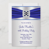 Blue Diamond Sapphire 40th Birthday Invitation Kaart (Achterkant)