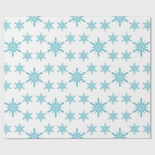 Blue Diamond Snowflake Pattern Cadeaupapier (Vlak)
