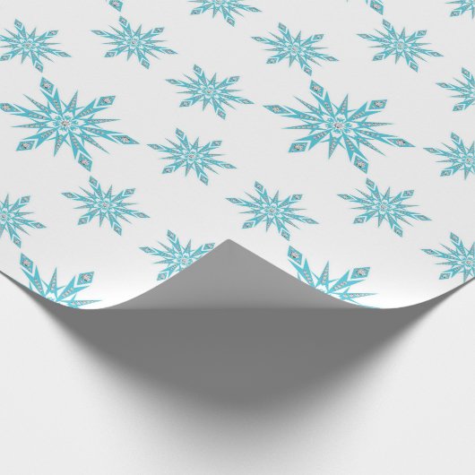 Blue Diamond Snowflake Pattern Cadeaupapier (Hoek)